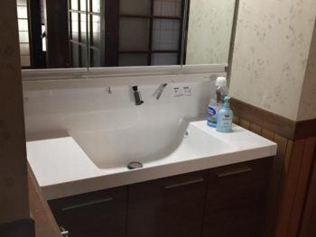 洗面化粧台取替え工事事例